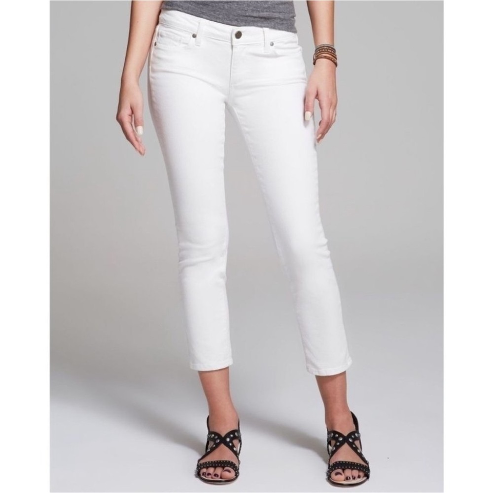 Paige Kylie Crop Womens White Jeans Ankle Skinny Stretch Mid Rise 27